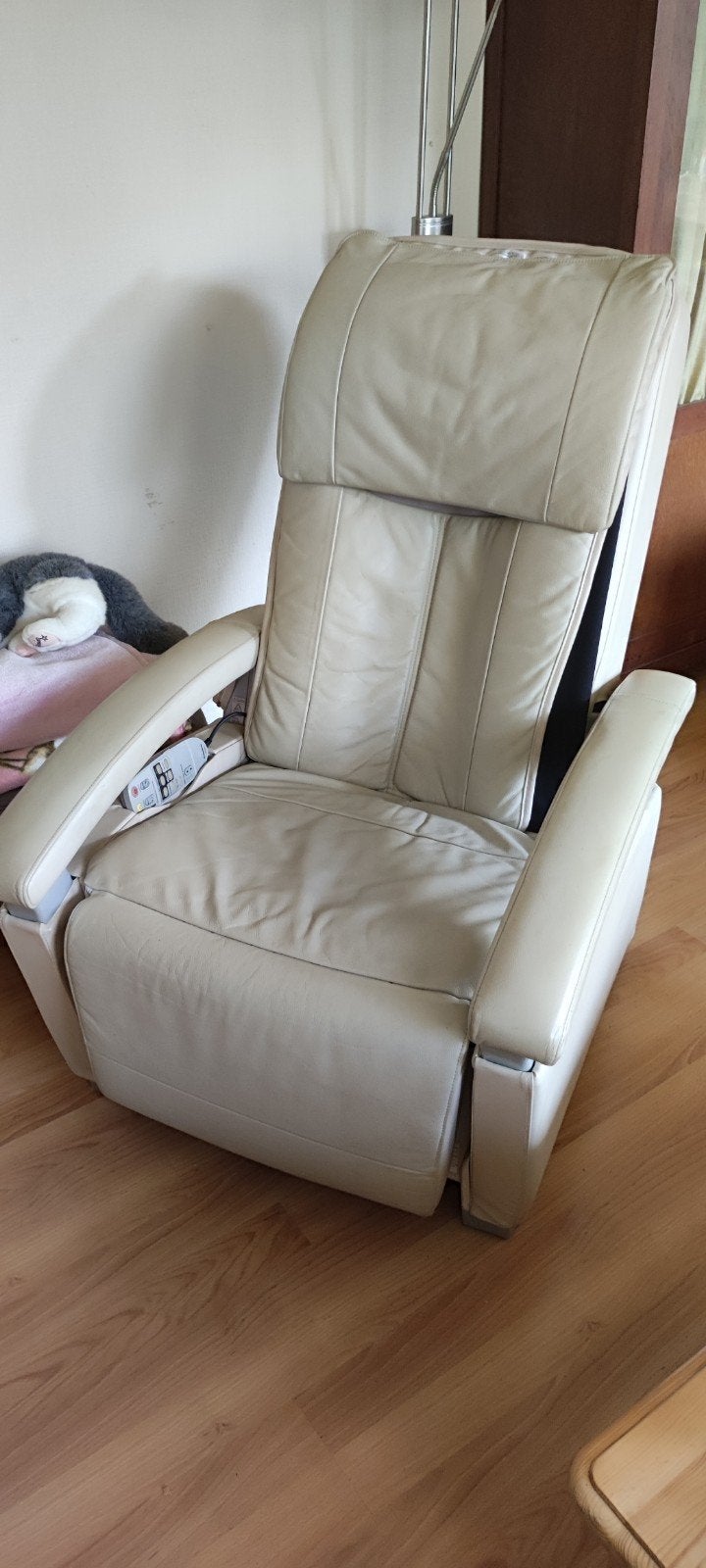 Luxe Panasonic Massagefauteuil - Crèmekleurig Leer, Ophalen, Gebruikt, Kunststof, 100 tot 125 cm