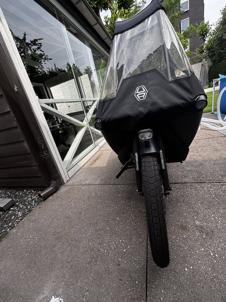 Zwarte Urban Arrow Bosch Performance Line, Fietsen en Brommers, Fietsen | Bakfietsen, 4 kinderen of meer, Gebruikt, Huif, Schijfrem