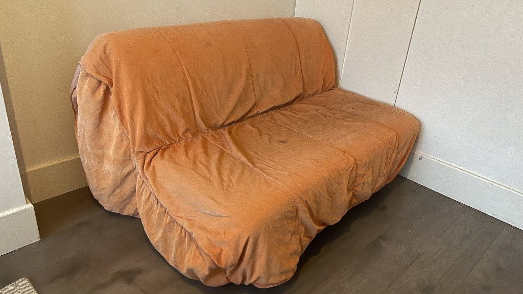 Gratis af te halen – IKEA LYCKSELE 2-persoons slaapbank, Ophalen, Gebruikt, Tweepersoons, Oranje