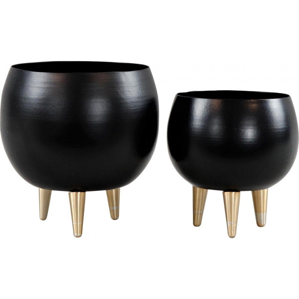 SALE - SET METALEN PLANTERS - VAN 17,50 NU VOOR 9,50, Tuin en Terras, Bloempotten, Rond, Nieuw, Ophalen of Verzenden, Balkon