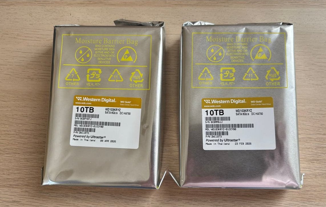 2 x Western Digital WD Gold 10TB SATA 6Gb/s HDD (Nieuw), Computers en Software, Ophalen, Intern, Server, Nieuw