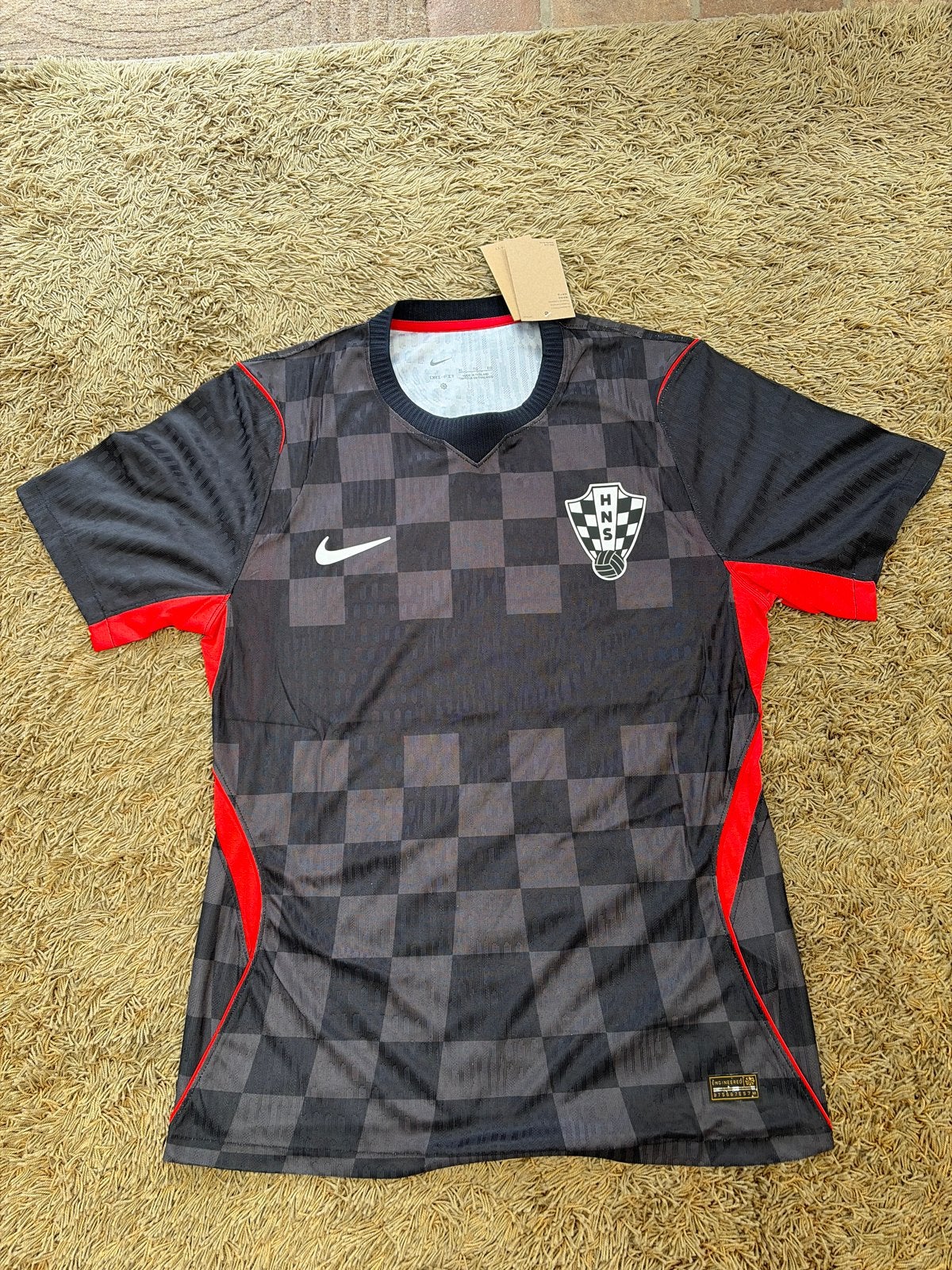 Nike Kroatië Uitshirt Zwart Rood Geruit Maat XL Nieuw, Maat XL, Ophalen of Verzenden, Nieuw, Shirt