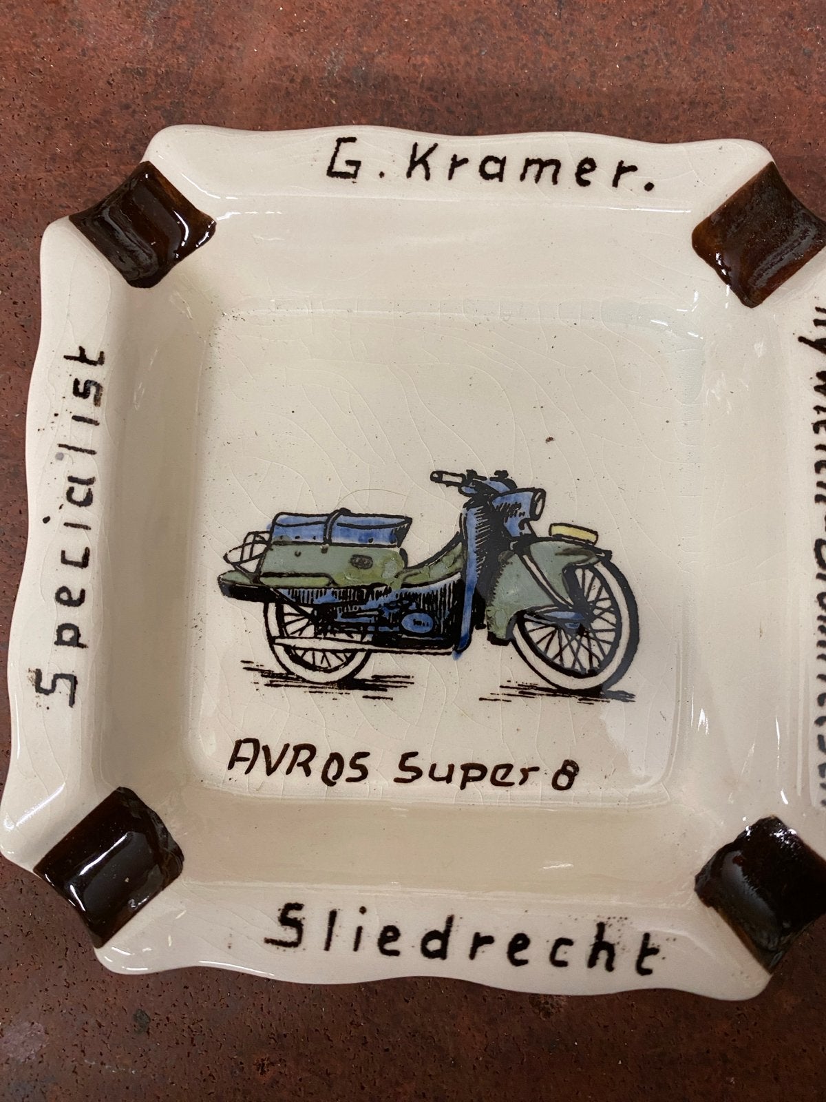 Vintage keramische asbak G. Kramer Sliedrecht AVROS Super 8, Ophalen of Verzenden