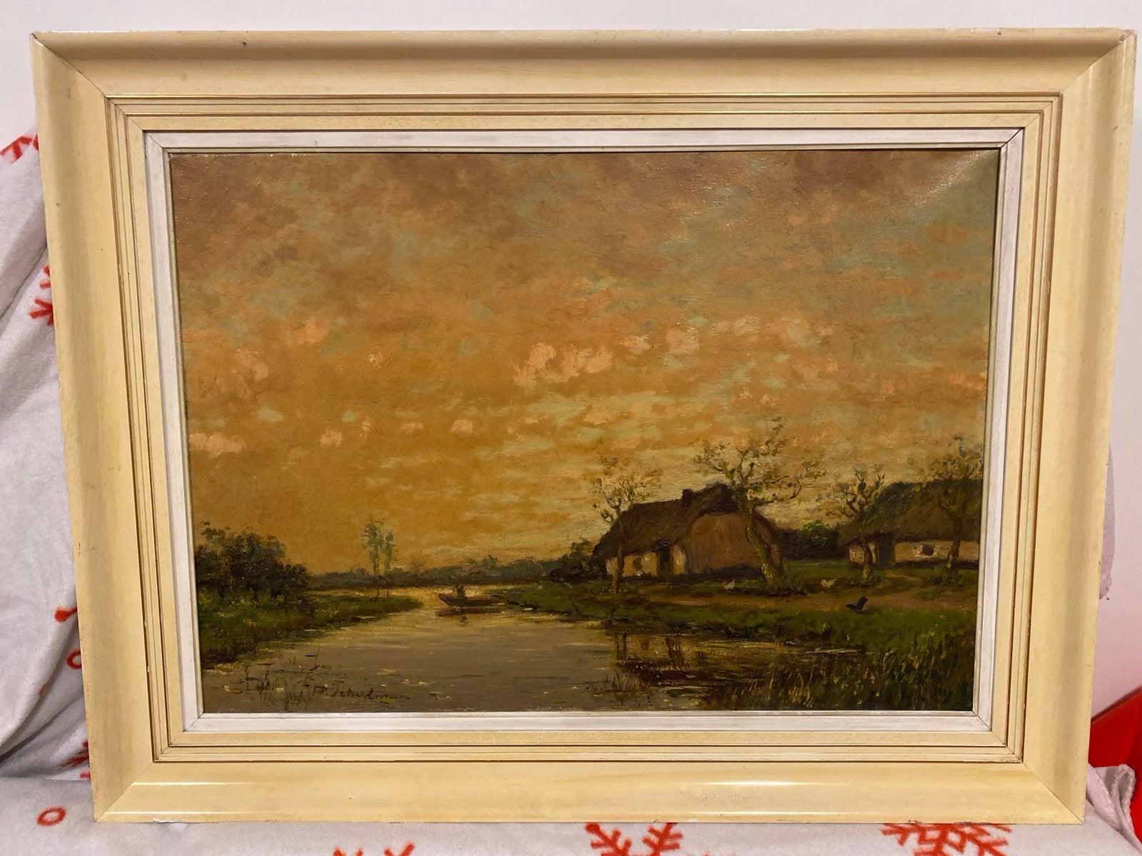 D. Schulman - Hollands polderlandschap, Doek, Ophalen of Verzenden, Gesigneerd, Landschap