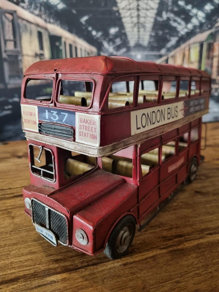 Vintage London Bus Model - Decoratieve Dubbeldekker, Ophalen of Verzenden, Zo goed als nieuw