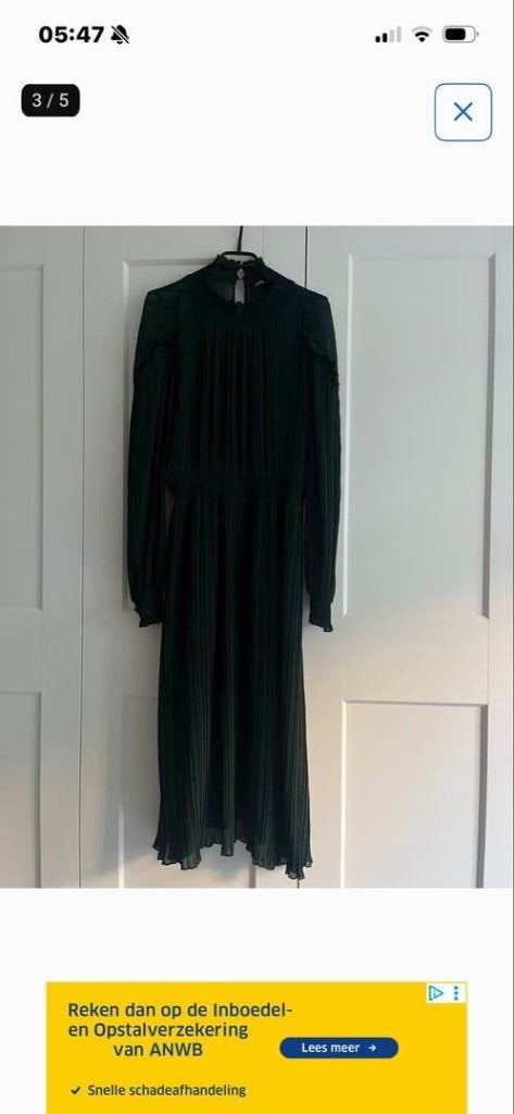 ZARA donkergroene geplooide jurk lange mouw maat XL, Zara, Maat 46/48 (XL) of groter, Ophalen of Verzenden, Zo goed als nieuw