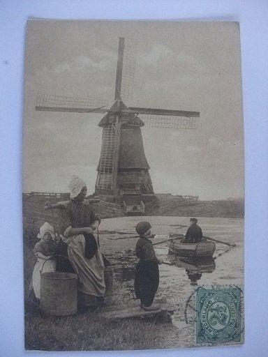 R01 Volendam met molen - 1914, Verzenden, Voor 1920, Gelopen, Noord-Holland