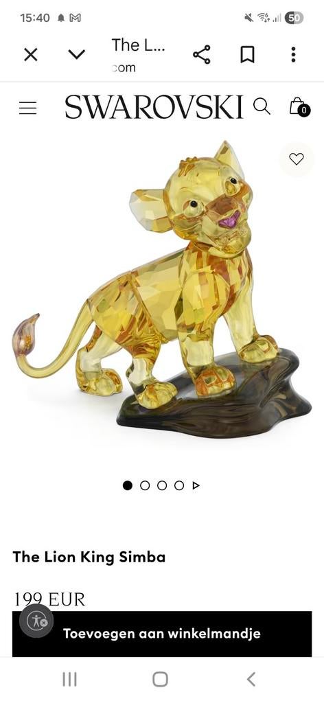 Swarovski Disney Lion king Simba, Ophalen, Overige materialen