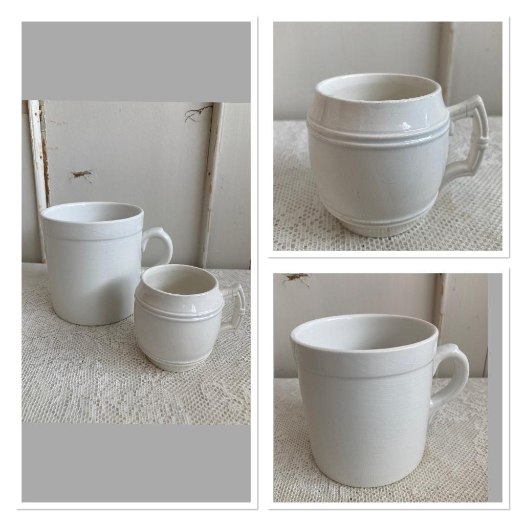 Brocante witte beker - mok - bekertje - mokje, Ophalen of Verzenden