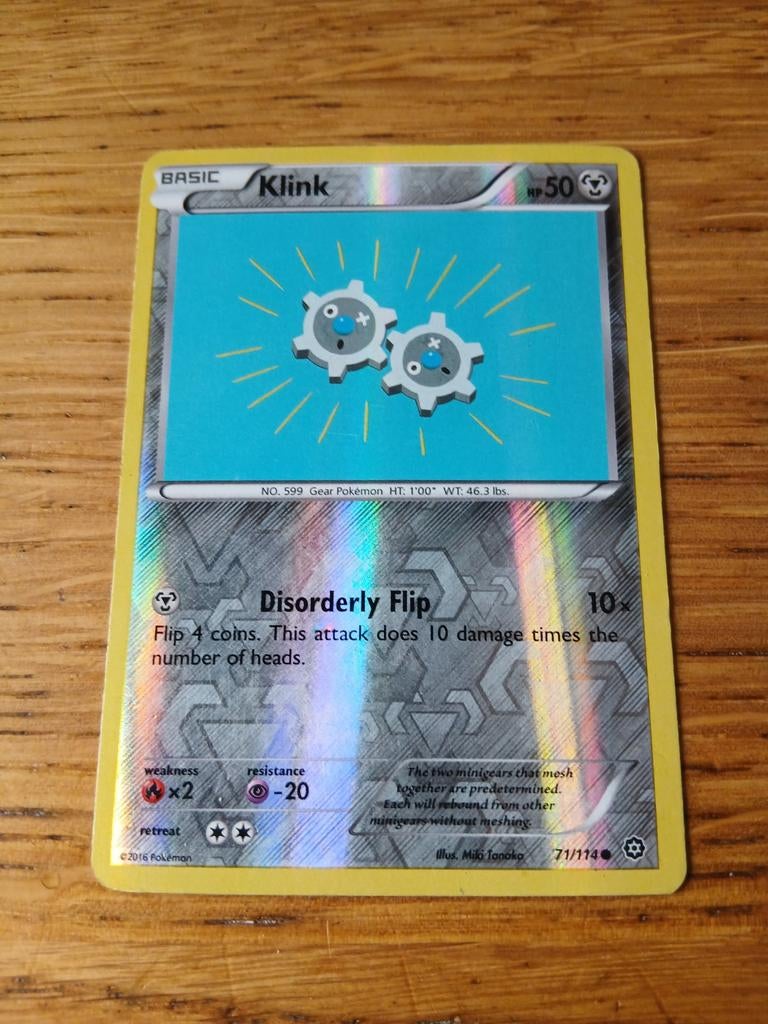 Pokémon Kaart Klink 71/114 XY Steam Siege Holo, Ophalen of Verzenden, Zo goed als nieuw, Losse kaart, Foil