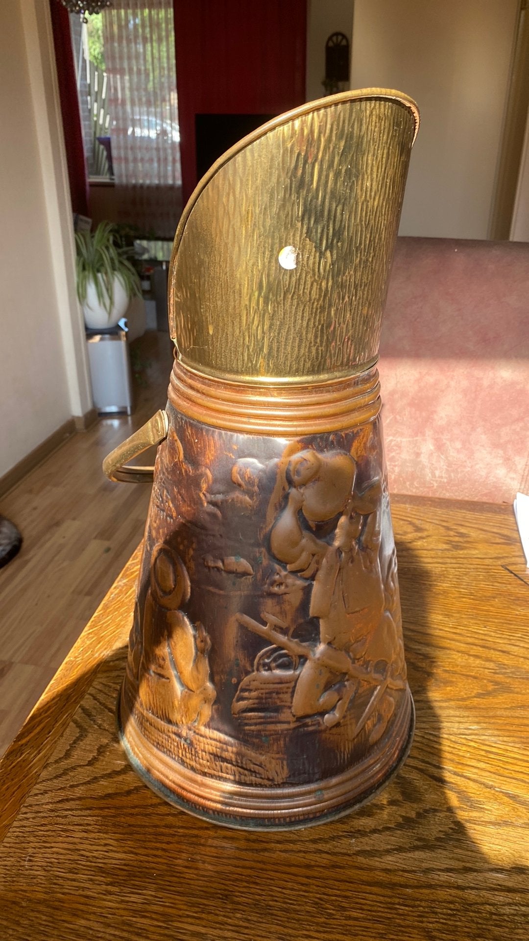Vintage koperen paraplubak met reliëf – 51 x 84 cm, Ophalen, Zo goed als nieuw