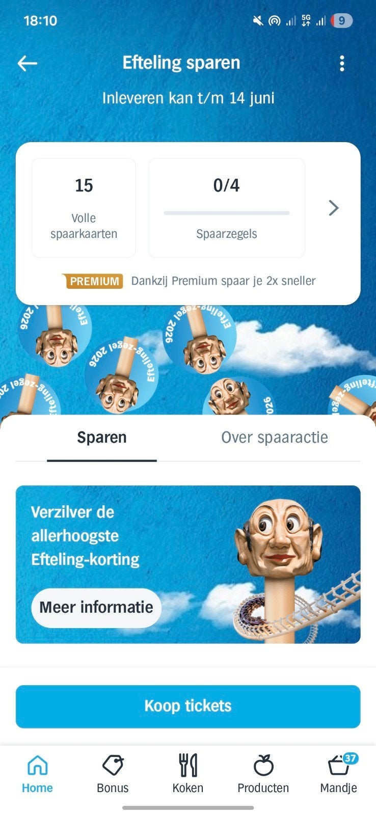 Efteling spaarzegels - Korting op tickets 15 volle boekjes, Ophalen of Verzenden