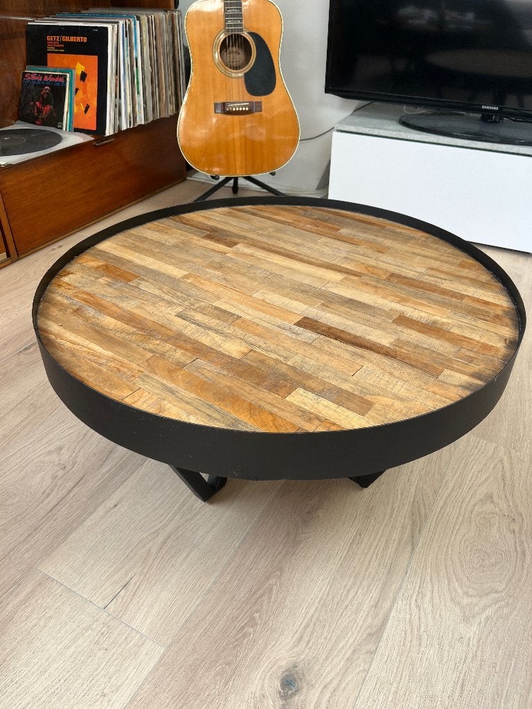 Salontafel met houten blad, Ophalen, 50 tot 100 cm, Rond, 50 tot 100 cm