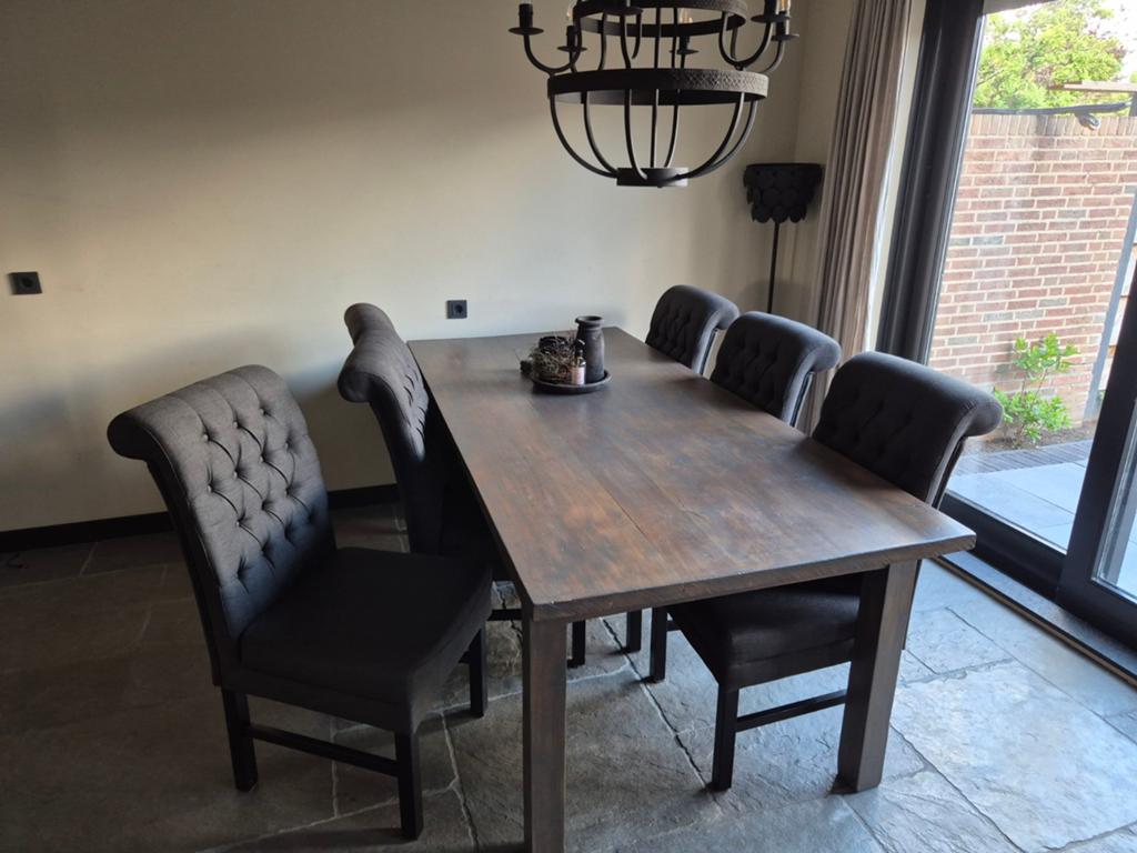 Landelijke eettafel voor sober stoere inrichting 220 lang, Huis en Inrichting, Ophalen, Zo goed als nieuw, Rechthoekig, 200 cm of meer