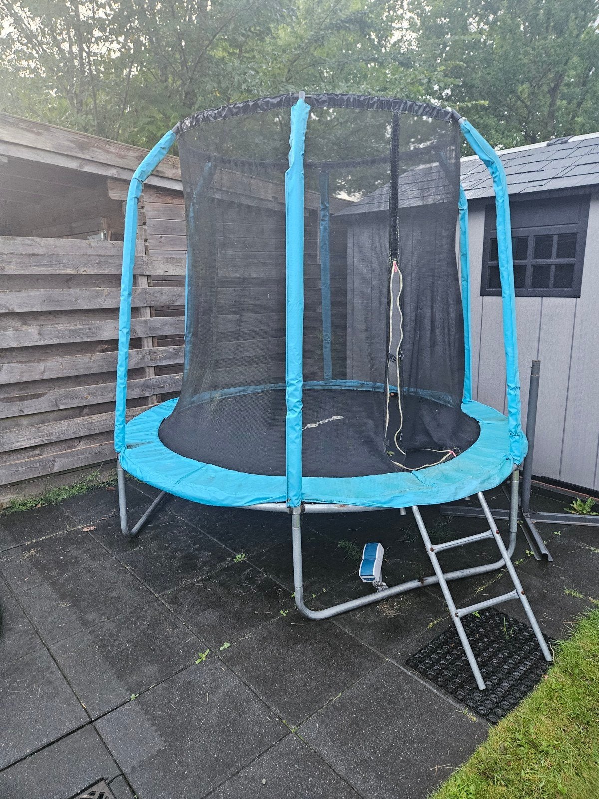 Trampoline met veiligheidsnet en ladder, Ophalen, Gebruikt