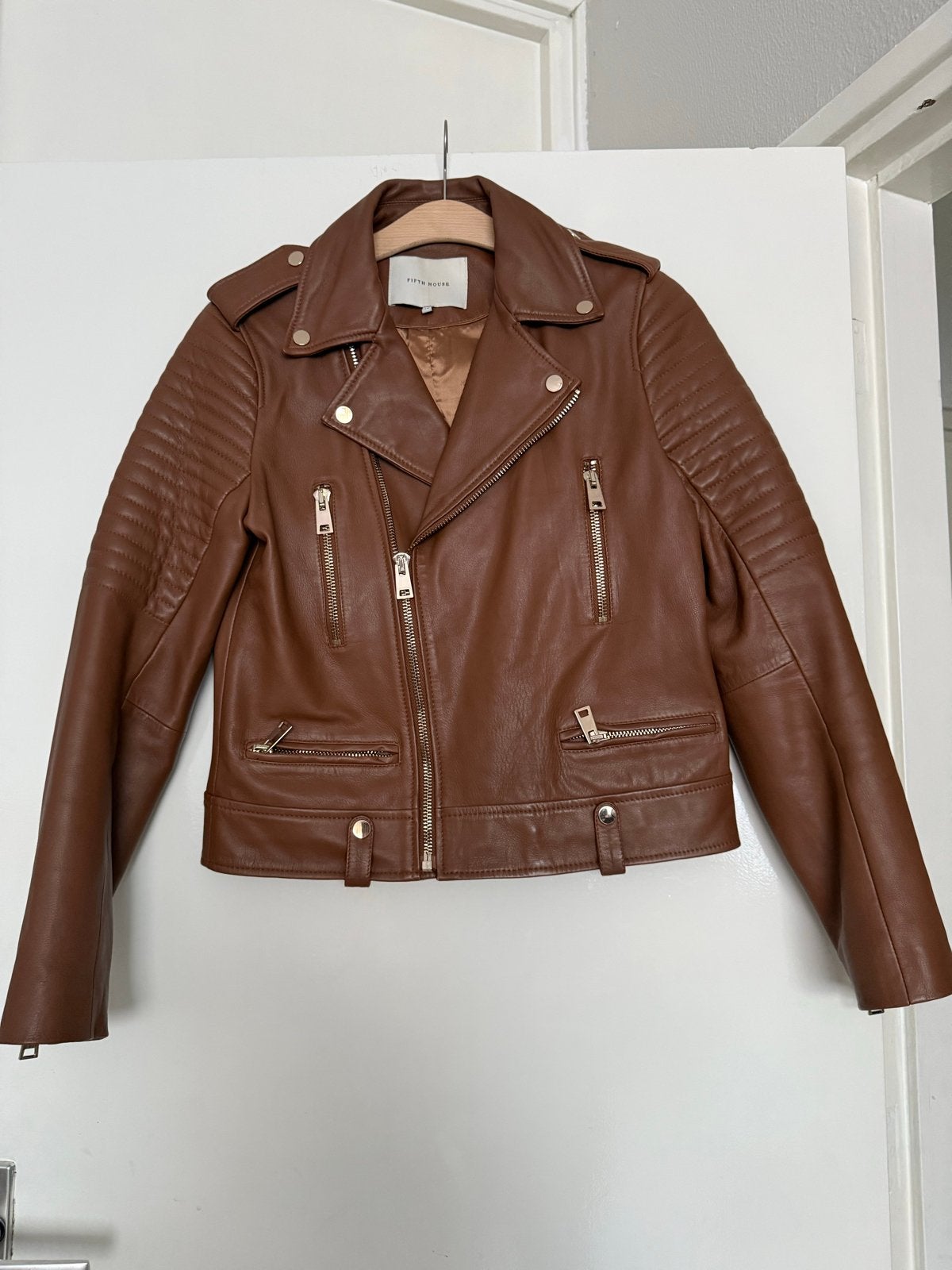 Nieuw Fifth House Lamsleren Bikerjack Maat 40, Kleding | Dames, Jassen | Winter, Ophalen of Verzenden, Nieuw, Maat 38/40 (M), Bruin