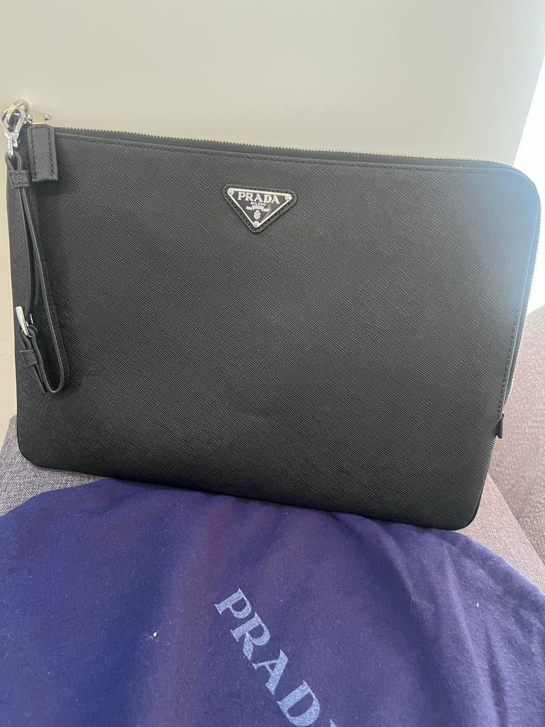 Prada Dames/Heren Clutch Tas Nieuw, Overige merken, Zwart, Nieuw, Ophalen of Verzenden