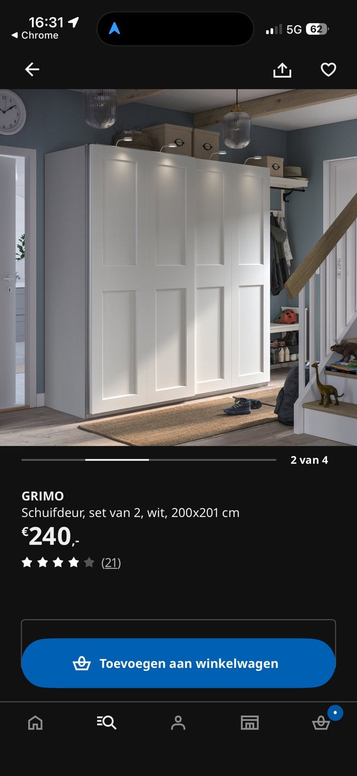 Schuifdeur Grimo, Huis en Inrichting, Kasten | Kledingkasten, Ophalen of Verzenden, Zo goed als nieuw, 25 tot 50 cm