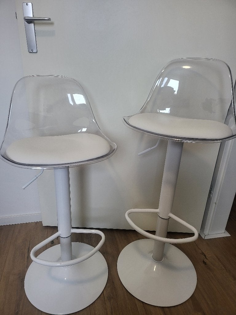 Moderne witte barstoelen verstelbaar & 360 draaibaar, Ophalen, Kunststof, 60 tot 90 cm, Nieuw