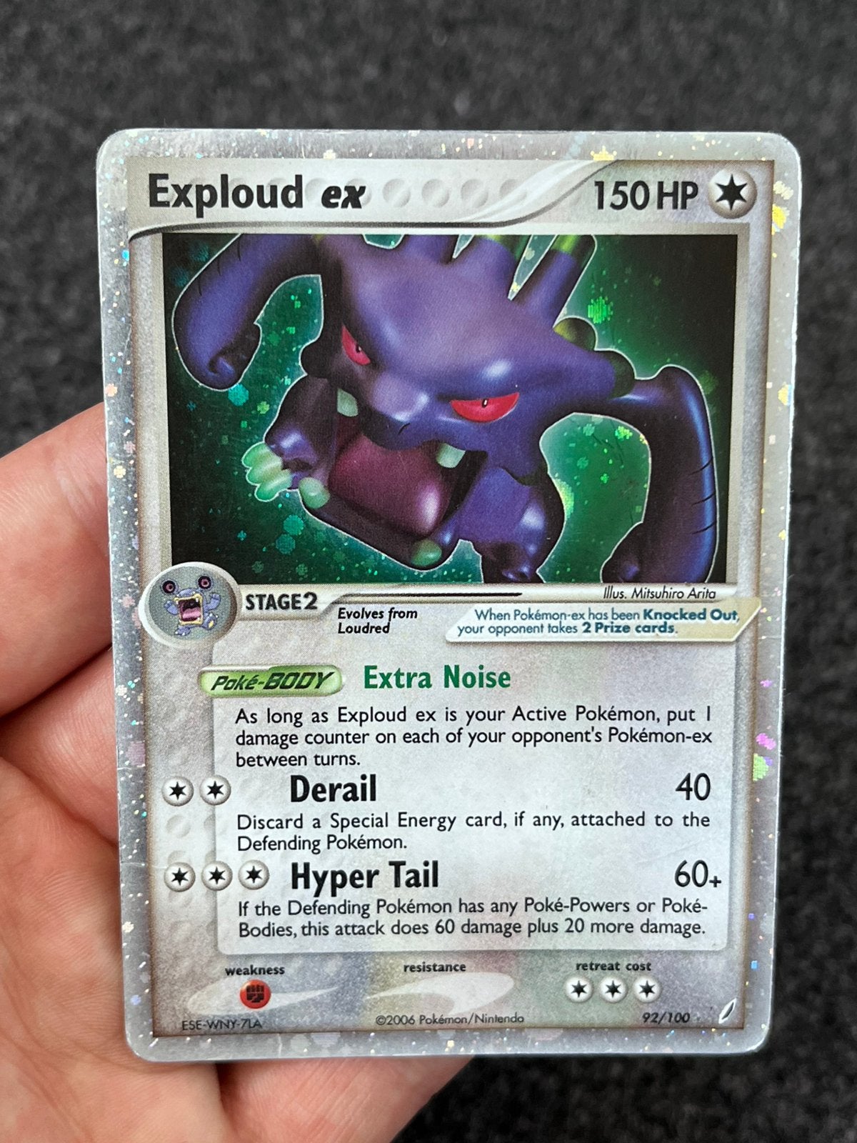 Pokémon Exploud ex holo #92 ex crystal guardians - LP, Ophalen of Verzenden, Zo goed als nieuw, Losse kaart, Foil
