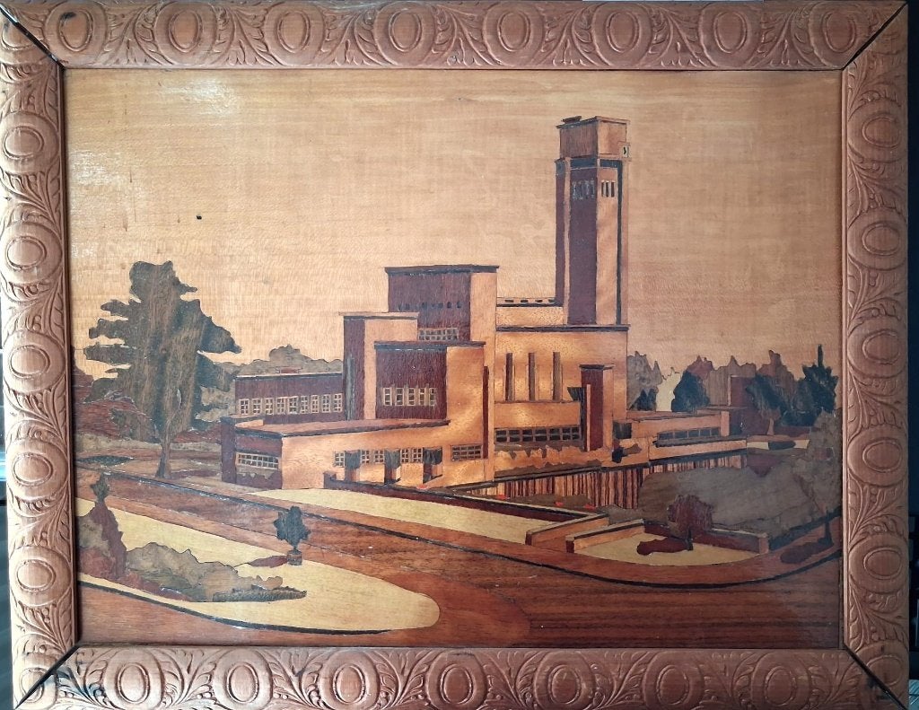 Uniek kunstwerk - ingelegd hout op paneel, Ophalen of Verzenden