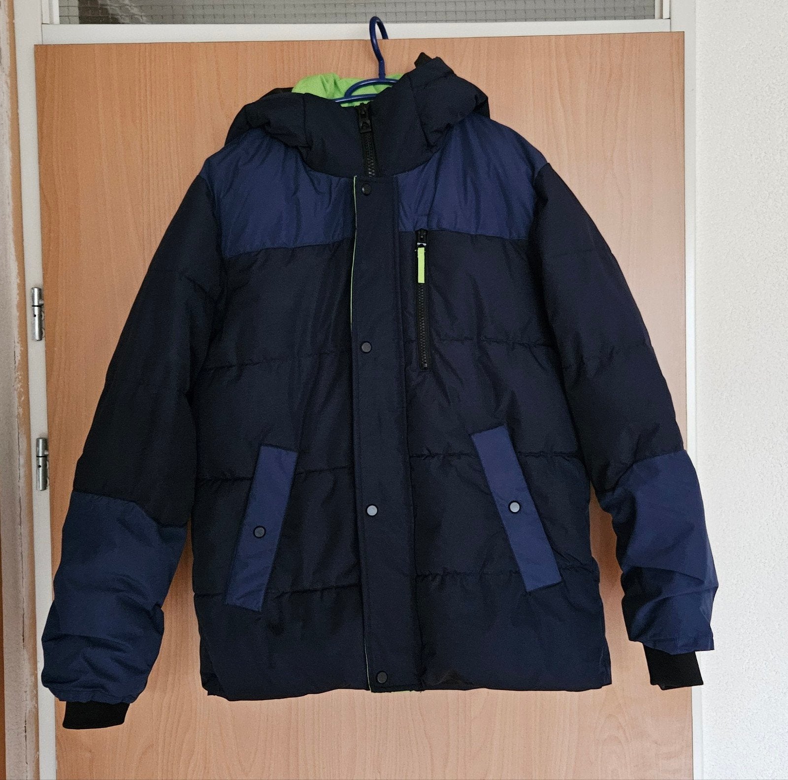 EDC gewatteerde winterjas, maat S, donkerblauw met groen, EDC, Blauw, Ophalen of Verzenden, Gedragen