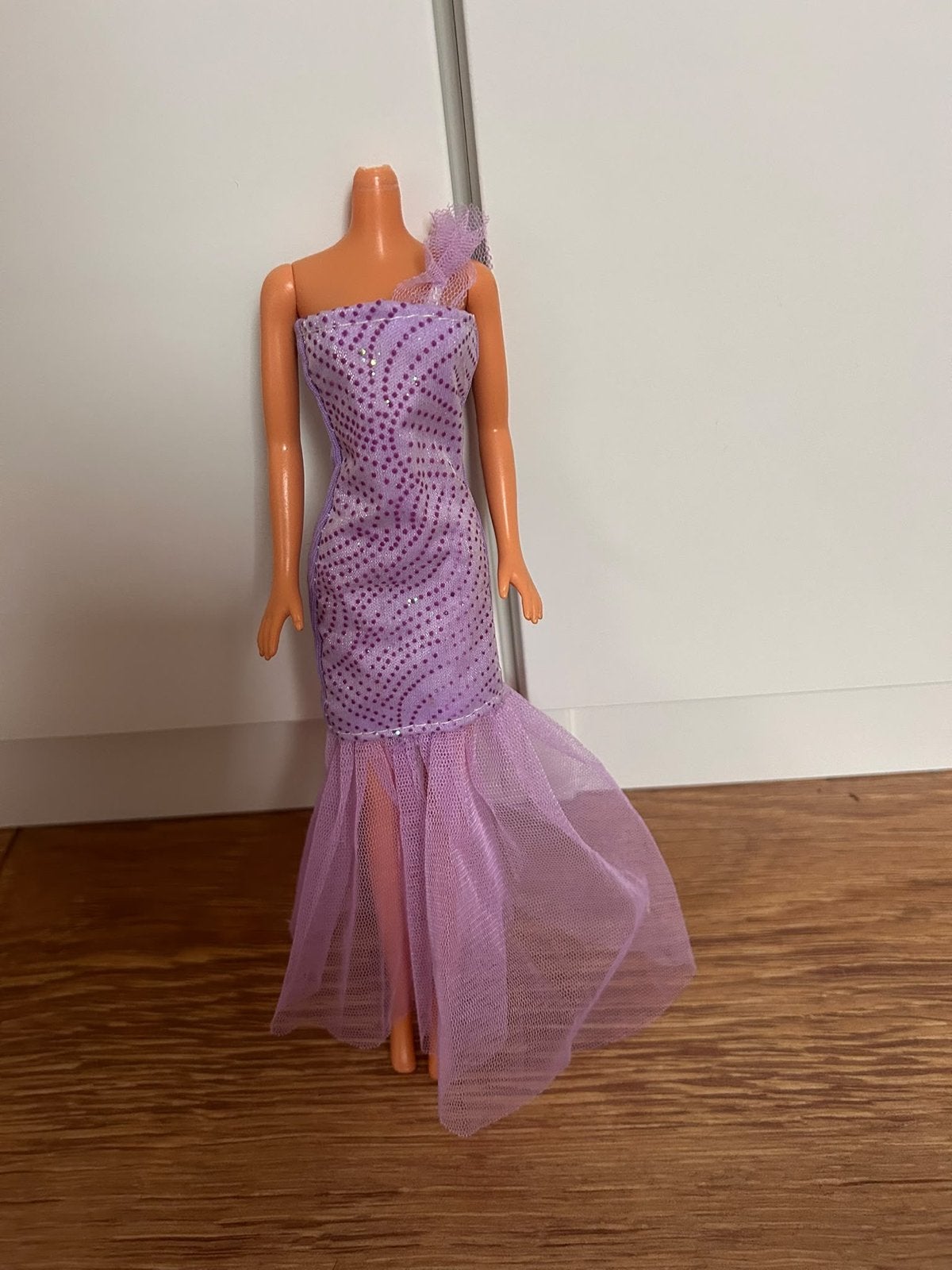 Barbie jurk paars met glitters en tule, Ophalen of Verzenden, Zo goed als nieuw, Barbie