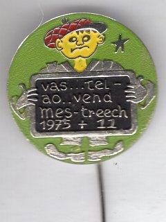 Mestreech 1975 Maastricht zilverkl carnavals speldje( Z_204), Verzenden, Zo goed als nieuw, Stad of Land, Speldje of Pin