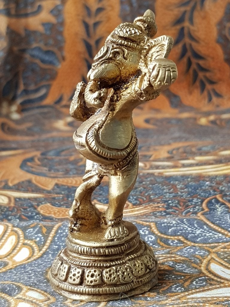 Ganesha mooi oud koper beeldje uit India 8,7 cm., Antiek en Kunst, Goud, India, Handgemaakt, Ophalen of Verzenden