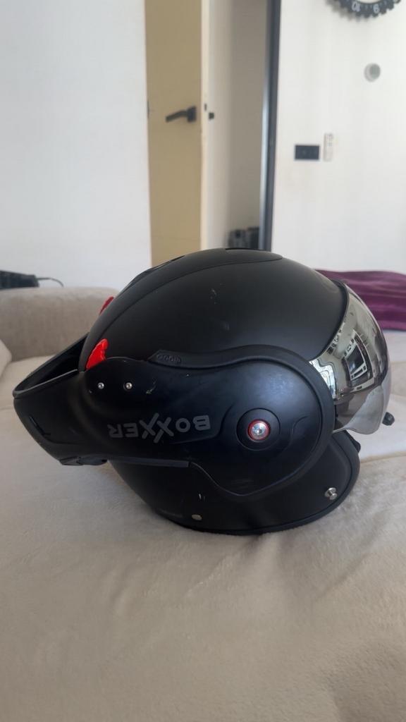 Boxer helm met microfoon en zilveren vizier, Overige merken, Systeemhelm, Heren, Ophalen of Verzenden