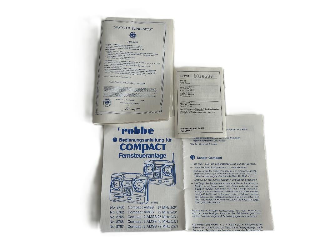 Vintage handleidingen/ documentatie Robbe Compact rc, Hobby en Vrije tijd, Ophalen of Verzenden, Gebruikt, Overige schalen, Onderdeel