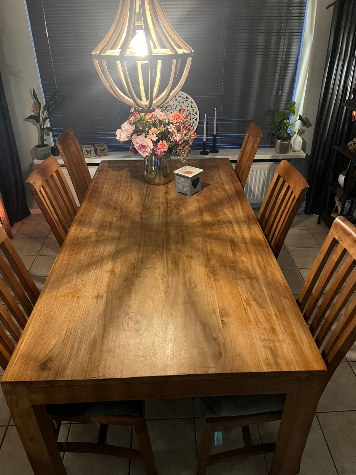 Eethoek Teak met 6 stoelen, Ophalen, Gebruikt, 4 tot 6 stoelen