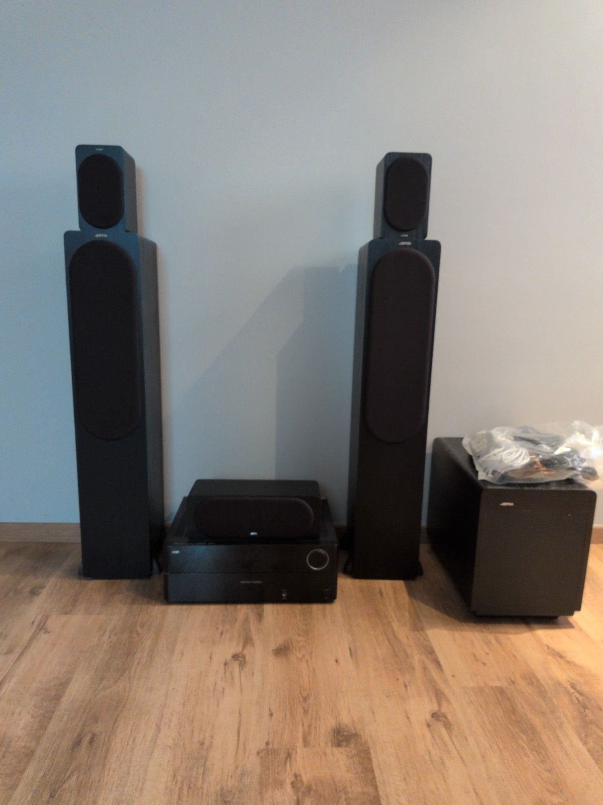 Complete Jamo Studio 8 Home Cinema Set 5.1 + Harman receiver, Gebruikt, Losse componenten, Tuner of Radio, Ophalen