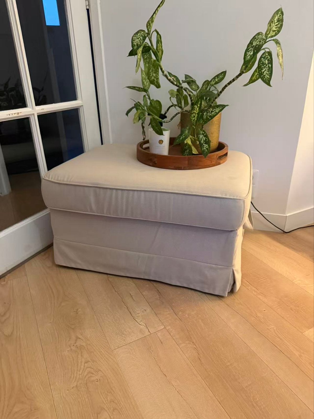 IKEA EKTORP 3-zitsbank chaise longue met poef/opbergruimte, Ophalen, 250 tot 300 cm, Gebruikt, Driepersoons