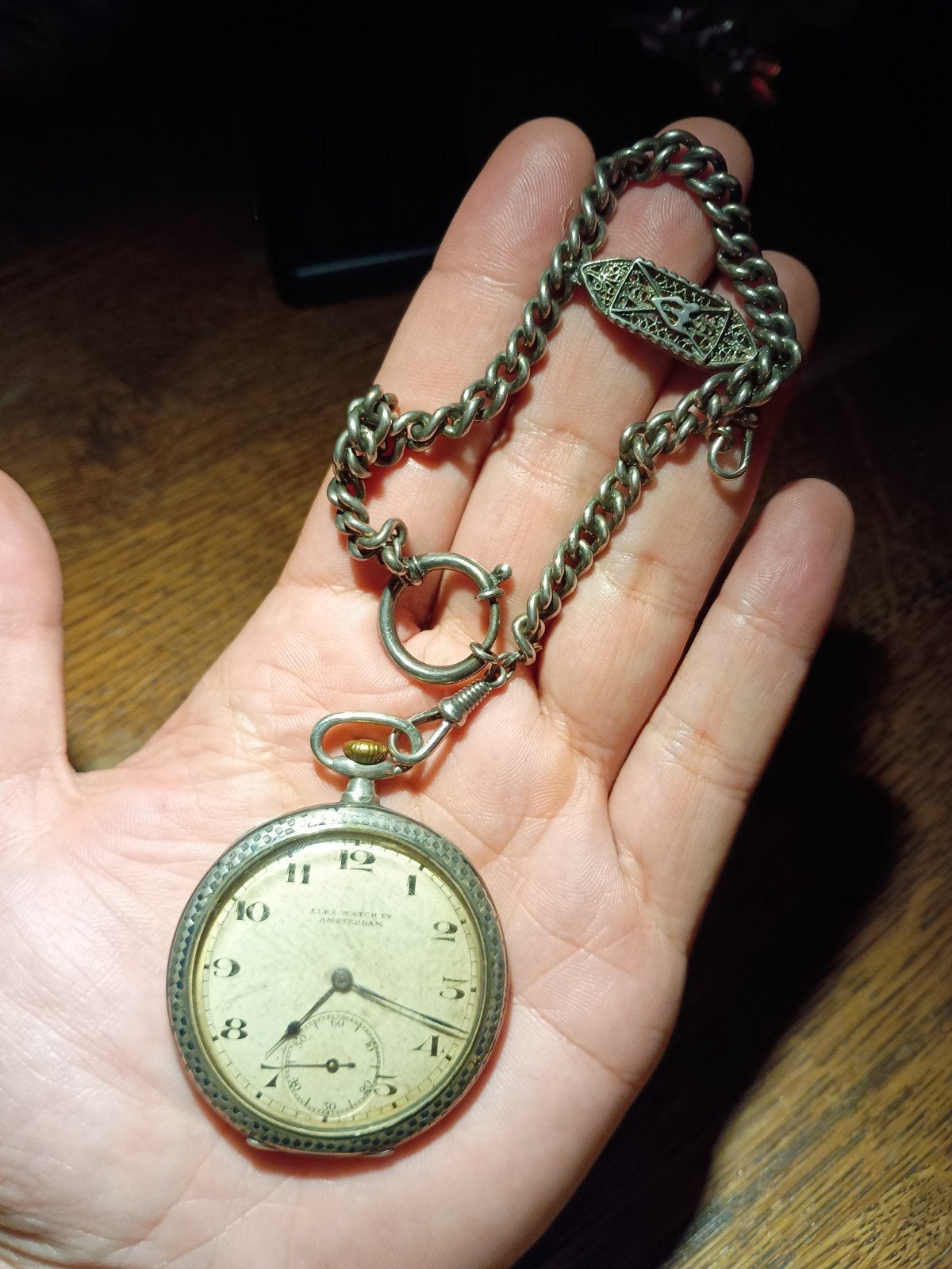 Antiek Goud en Zilver Zakhorloge met Ketting, Overige merken, Zakhorloge, Ophalen of Verzenden, Met ketting