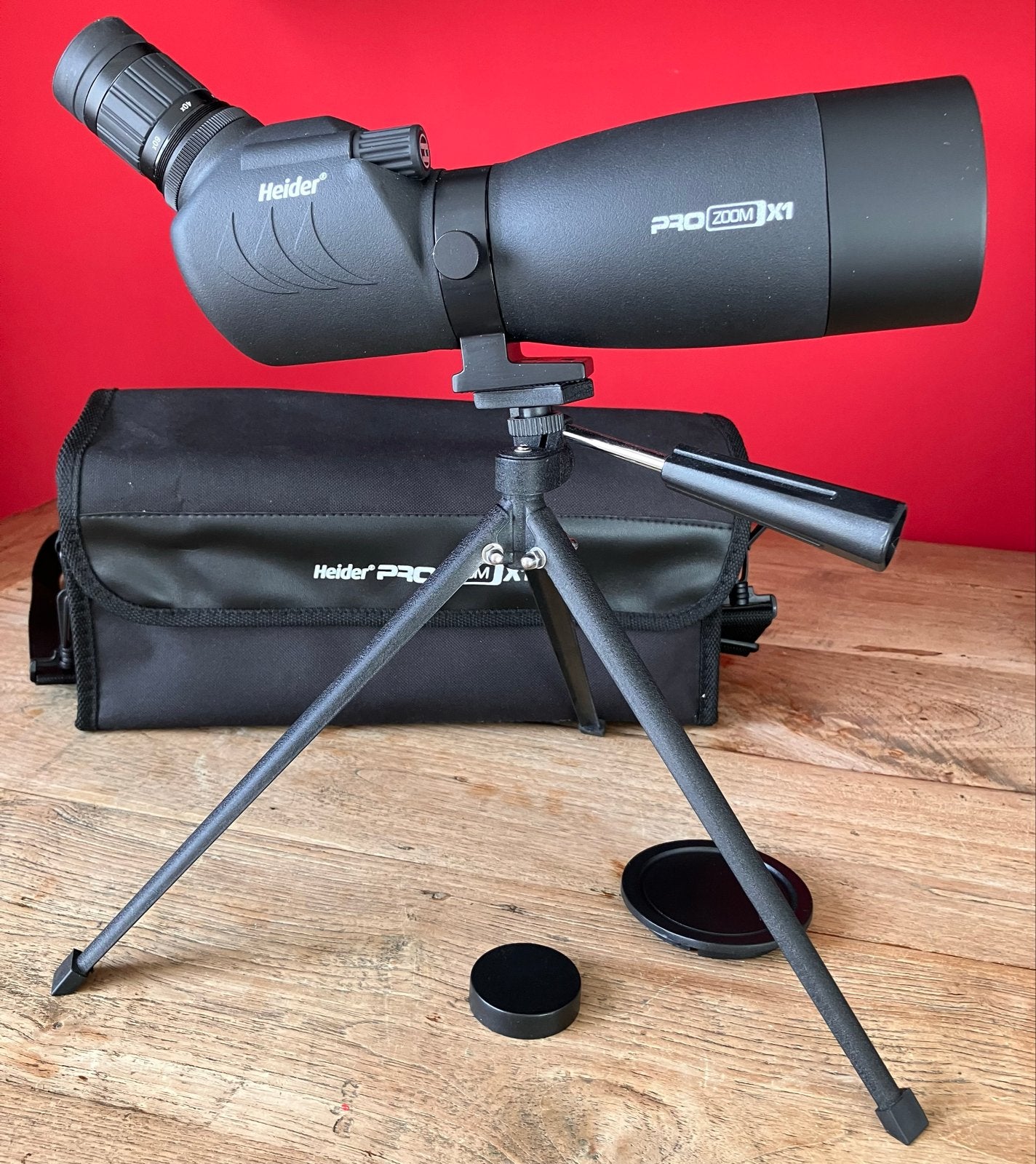 Heider PRO ZOOM X1 Spottingscoop met Statief en Tas, Lenzentelescoop (refractor), 80 tot 200 mm, Met statief, Ophalen of Verzenden