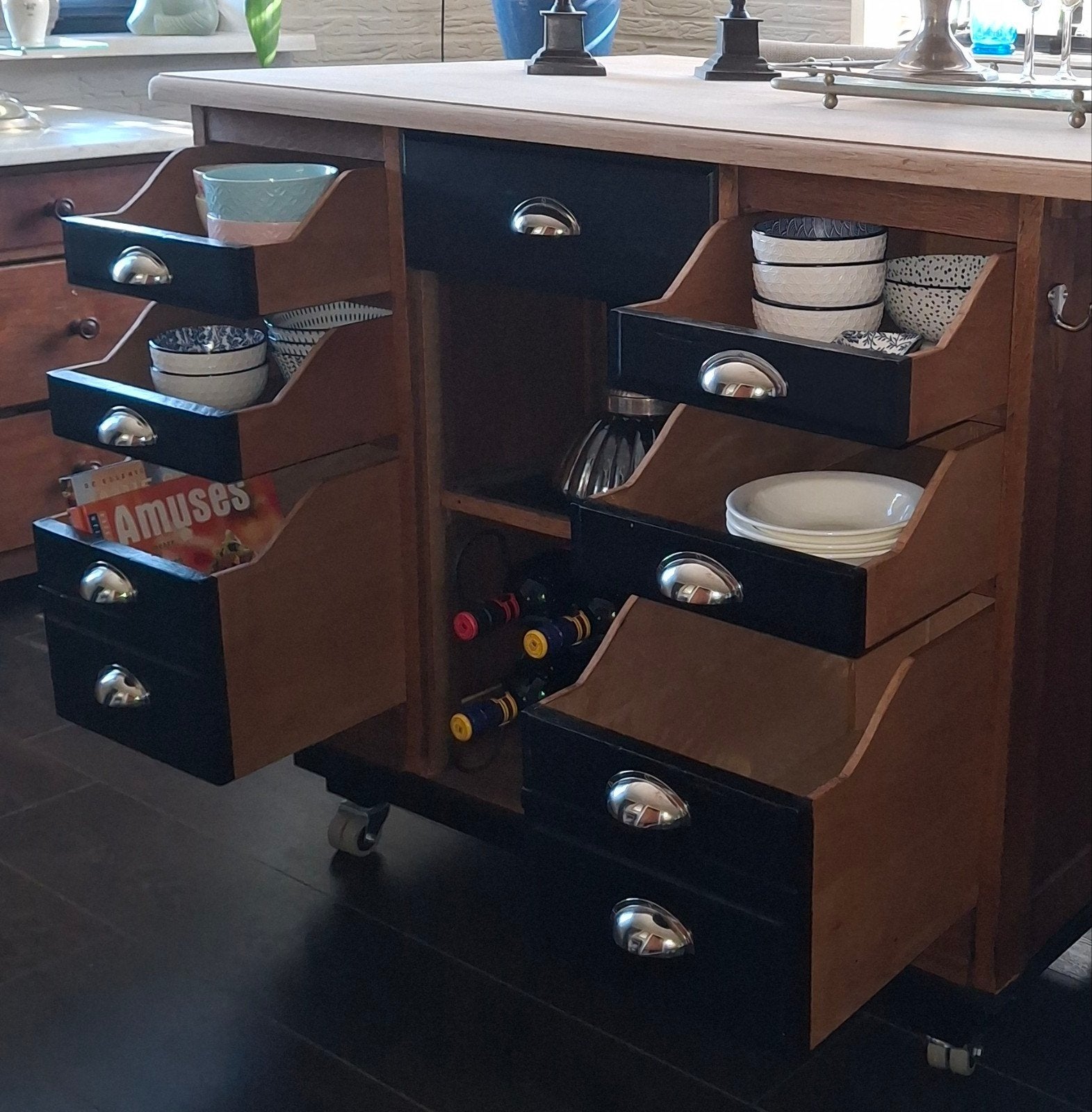 Mass houten Keukeneiland met eetbar - Roomdivider - Toonbank, Ophalen