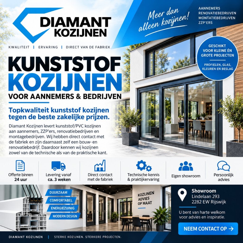 Kunststof Kozijnen voor Aannemers | Zakelijke Prijzen, Ophalen, Kunststof, Raamkozijn, Nieuw