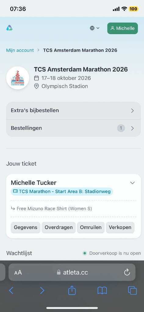 Ticket Marathon van Amsterdam + T-shirt, Tickets en Kaartjes, Eén persoon, Oktober