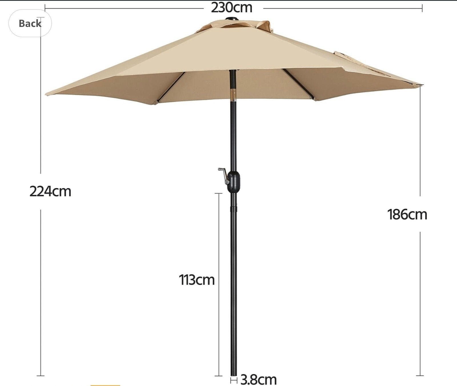 Buitentuin Parasol kantelen Parasol Nieuw in doos, Ophalen of Verzenden, Nieuw, Minder dan 1 meter, Parasolvoet