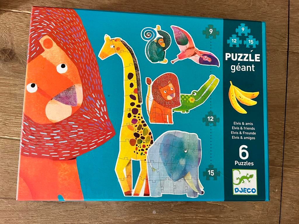 Djeco Reuzenpuzzel Dieren, Ophalen of Verzenden, 10 tot 50 stukjes, Zo goed als nieuw, 2 tot 4 jaar