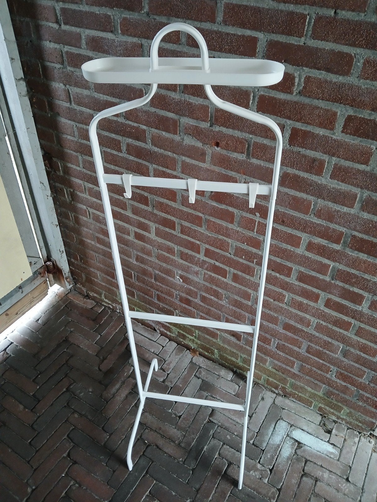 Witte staande kapstok met hoedenplank en haken, Ophalen, Gebruikt, Overige typen, Metaal
