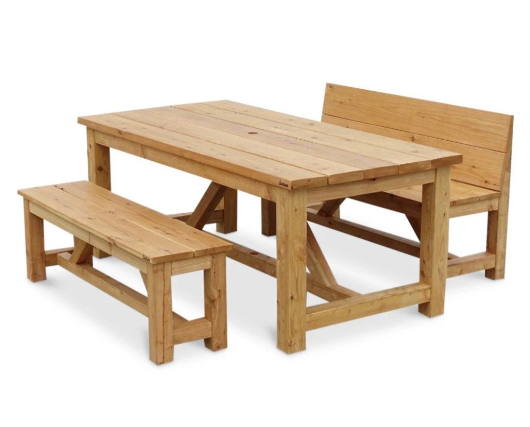 Douglas tuintafel met banken, Tuin en Terras, Picknicktafels, Ophalen of Verzenden, Nieuw, Rechthoekig, Hout