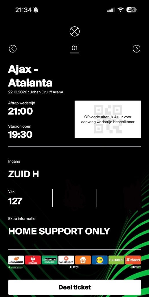 Ajax - Atalanta F-side, Eén persoon