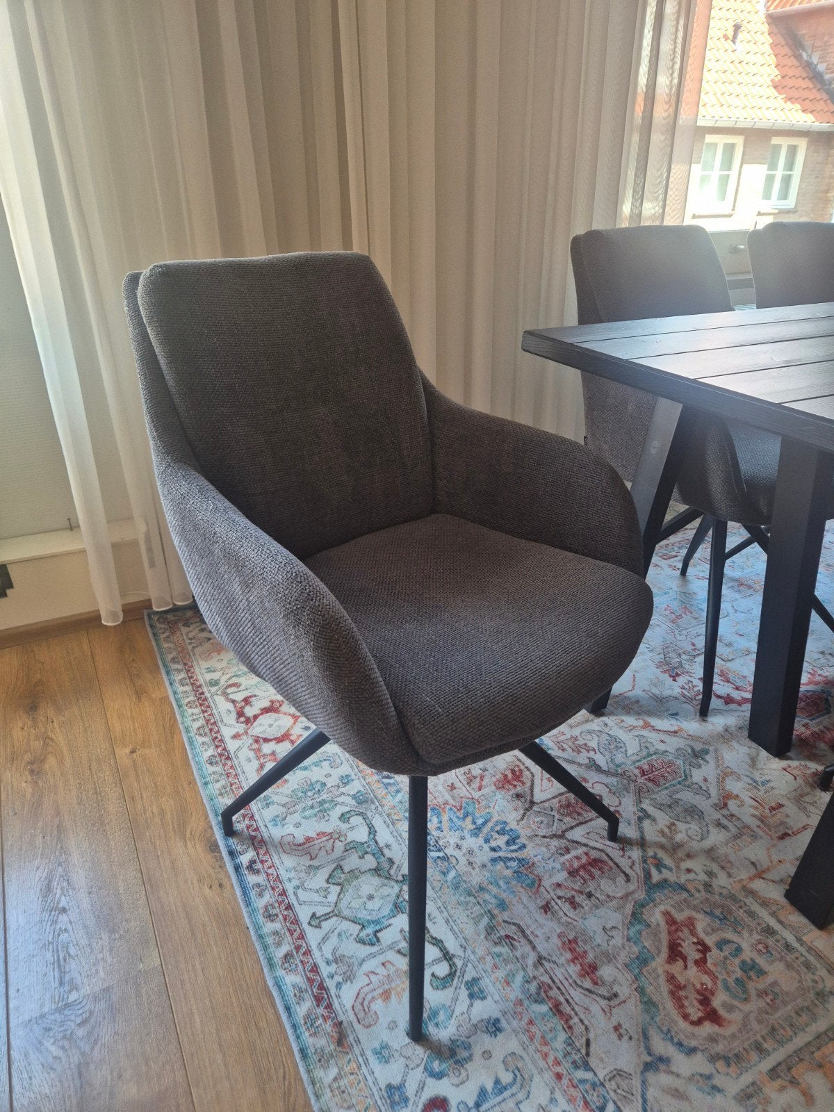 6 x eetkamerstoelen van het merk MXSofa, Ophalen, Gebruikt, Zwart, Stof