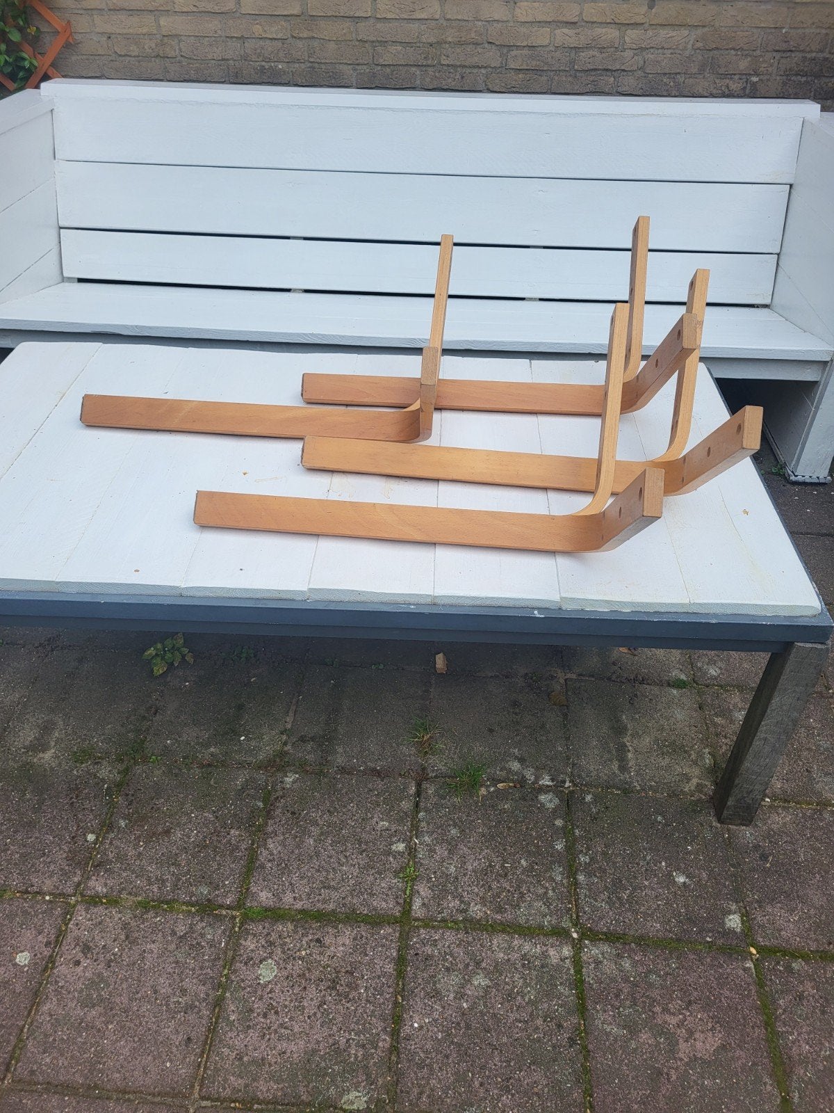 Set van 4 beukenhouten tafelpoten - 73 cm hoog, Ophalen, Tafelpoot, Gebruikt, 50 tot 100 cm