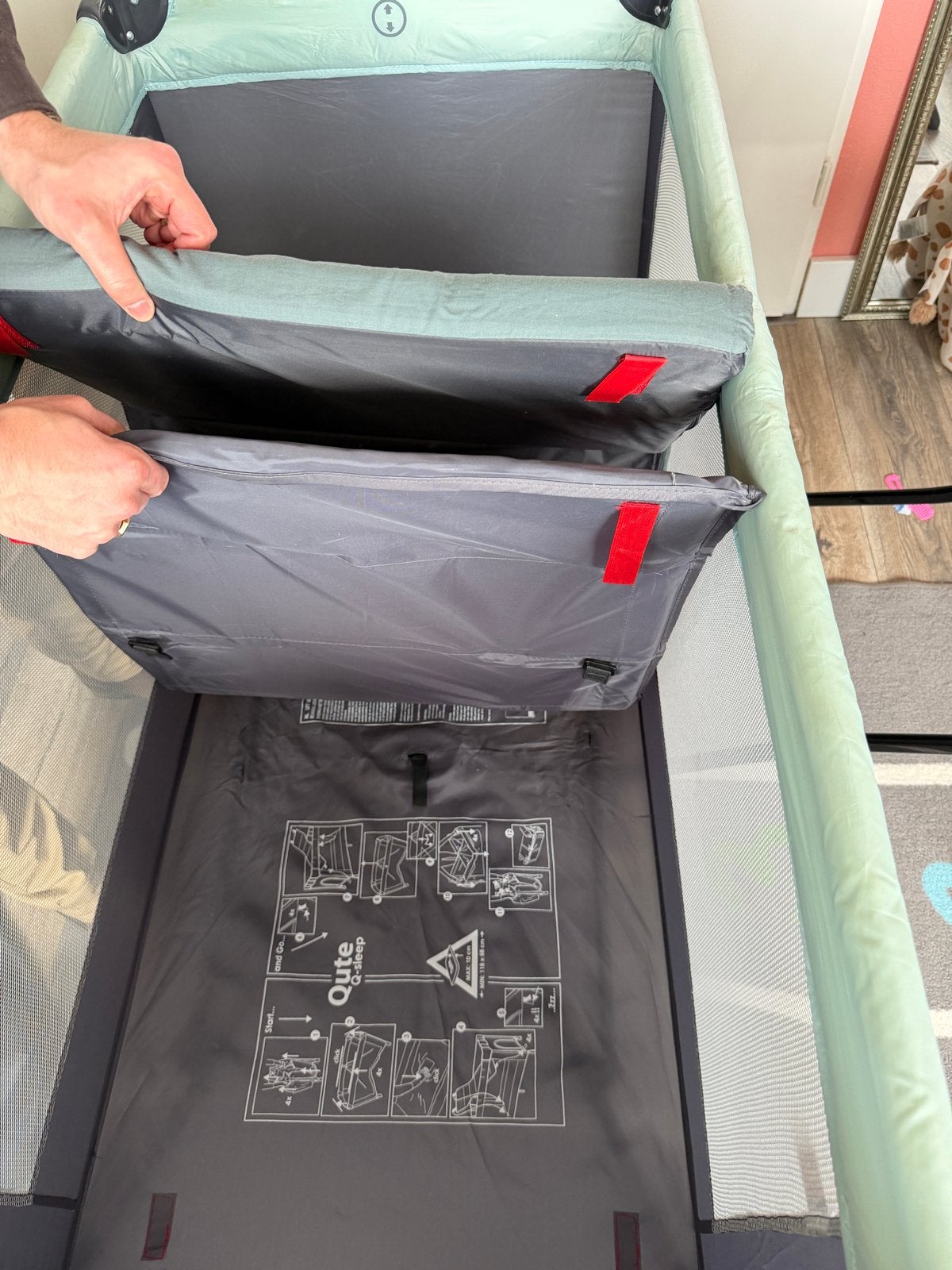 Qute Q-sleep campingbedje met matras, Kinderen en Baby's, Ophalen, 70 tot 85 cm, Zo goed als nieuw, Matras