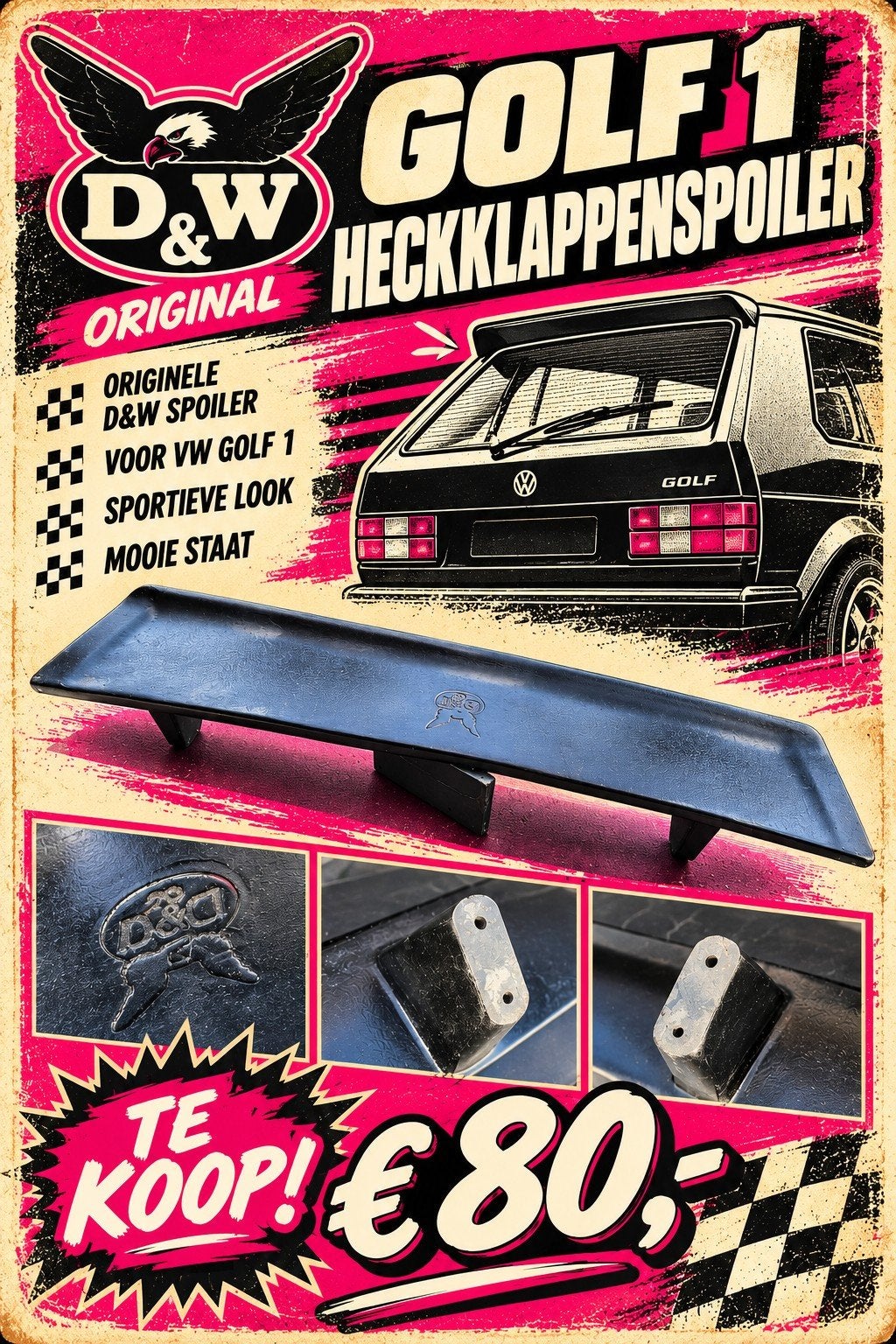 D&W heckklappenspoiler / achterklepspoiler Golf 1, Auto-onderdelen, Ophalen of Verzenden, Gebruikt, Volkswagen