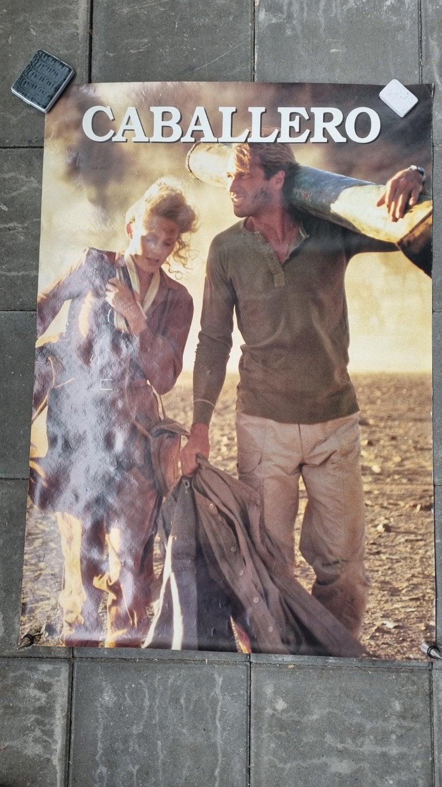 Vintage Caballero Poster - Film/TV Reclame, Ophalen of Verzenden, Gebruikt, Deurposter of groter, Film en Tv