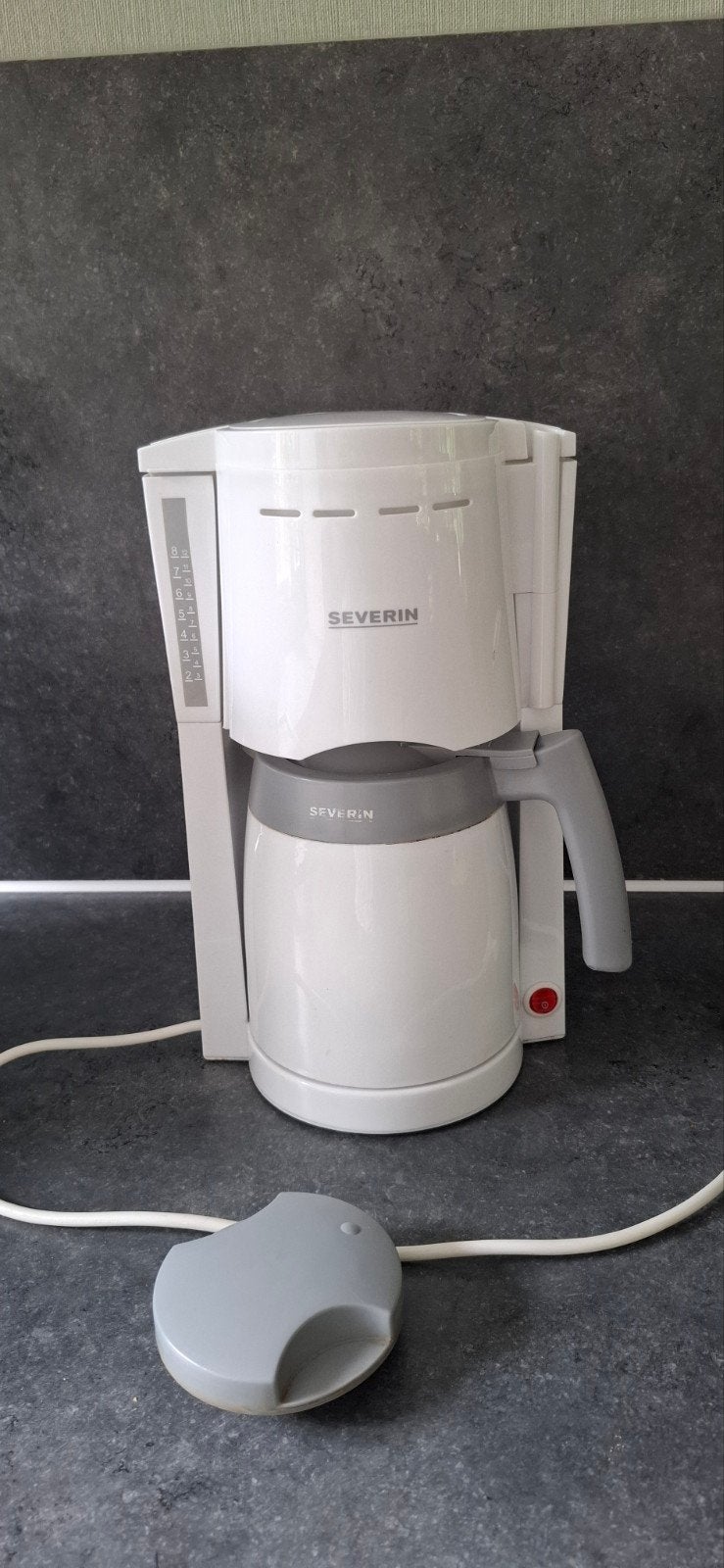 Severin Koffiezetapparaat met Thermoskan - Wit/Grijs, Afneembaar waterreservoir, Koffiemachine, Gemalen koffie, Ophalen of Verzenden